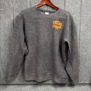 PINK Victoria's Secret Charcoal Crewneck Sweater with Orange Logo